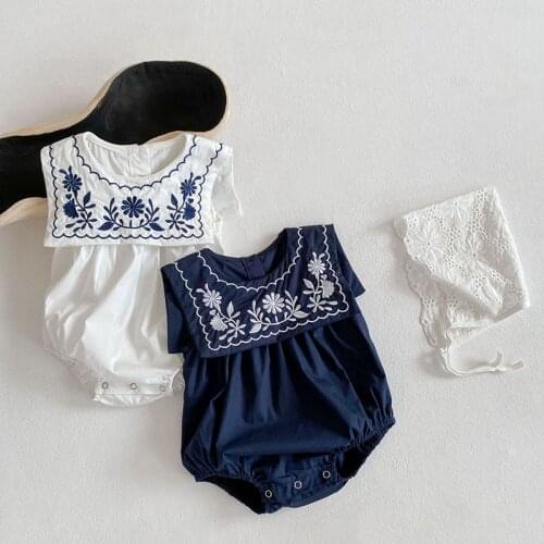 2021 Summer New Baby Bodysuit Sleeveless Cotton Jumpsuit O-neck Embroidery Infant Outfit Solid Casual Toddle Clothes