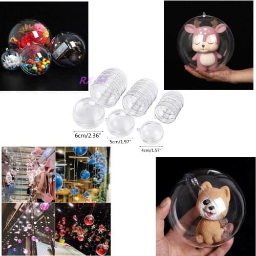 30pcs Wedding Christmas Tree Ball Ornament Decor Exquisite Transparent Clear Plastic Bauble Hanging Hollow Candy Box hollow ball