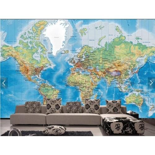 Customize 3D Detailed World Map Wallpaper Mural wallpaper bedroom television sofa Children room background wall wallpaper