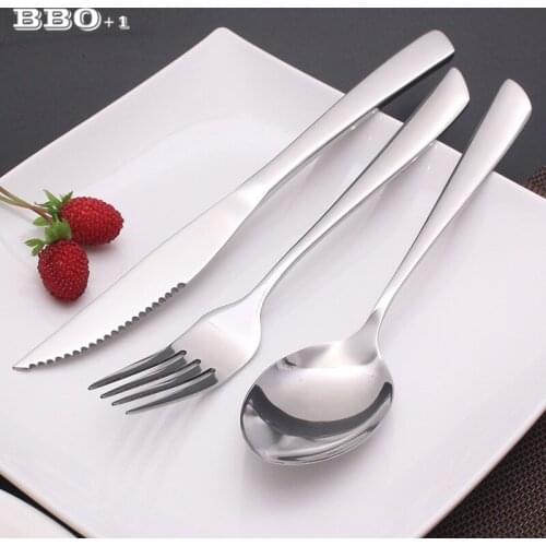 4 pcs/Sets Luxury Silver Cutlery Set Steak Knife Table Fork Teaspoon Teaspoons Dinnerware set Kitchen Tableware Christmas gifts