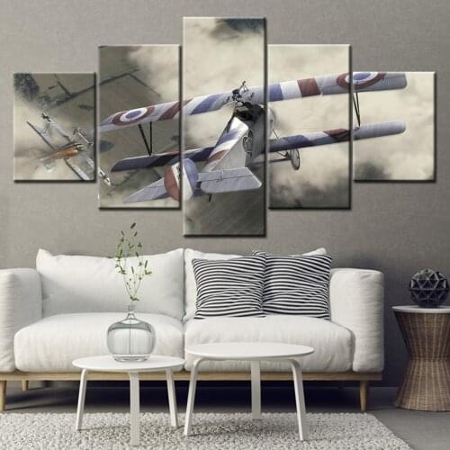HD Prints Canvas Wall Art Living Room Home Decor Pictures 5 Pieces Two battle planes Wallpaper Paintings Posters Framework
