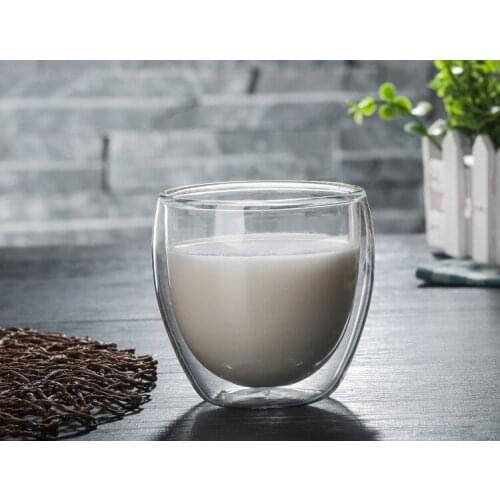 6Pcs/set 80ml with Double Wall Designcup Multi-use Glass Double Walled Heat Insulated Tumbler Espresso Tea Cup