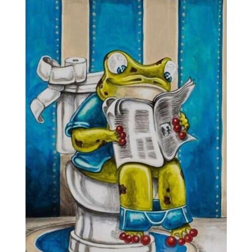 Frog diamond painting toilet decoration full drill rhinestone embroidery picture mosaic sticker diamond tapestry wall paper diy