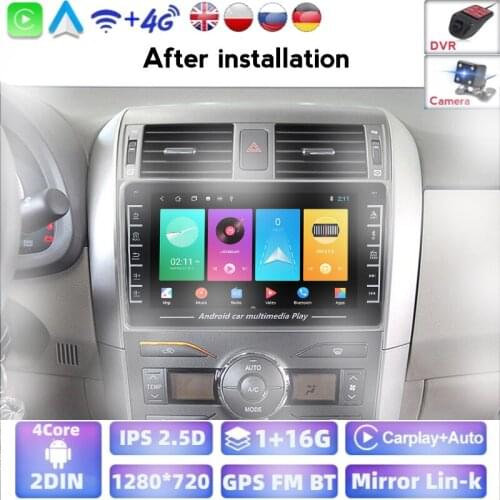 2 Din Android car dvd multimedia for Toyota Corolla 2007 2008 2009 2010 2011 GPS stereo radio support PC touch screen carplay