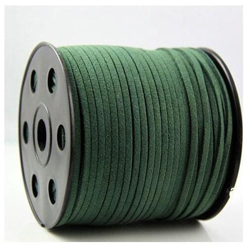 Free Shipping 100Yds Deep Green Flat faux Leather suede cord, 3mm, Deep Green faux suede cord for bracelets 3mm