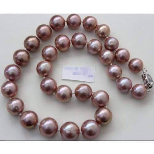 FREE shipping>>> >>12-14mm Australian south seas kasumi pink purple pearl necklace17 inch