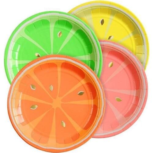 Free Shipping 32pcs Summer Party Favors Fruit Topic Paper Plates for birthday party decorations kids