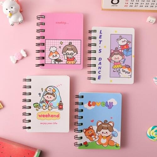 80PCS A7 Coil Notebook Student Cartoon Trumpet Pocket Blank Page Word Book Stationery Rollover Notepad School Office Supplies