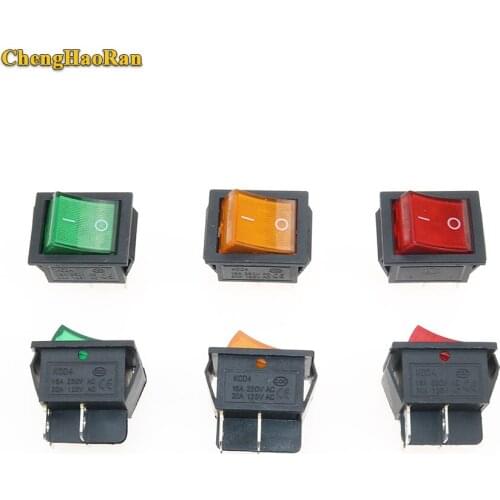 ChengHaoRan 1pcs KCD4 Latching Rocker Switch Power Switch I/O 4 Pins With Light 16A 250VAC 20A 125VAC