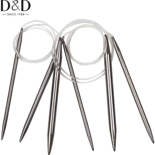 D&D Stainless Steel Circular Knitting Needles Knitting Pins Crochet Weaving Pins Needlework Tools 4mm/6mm/10mm