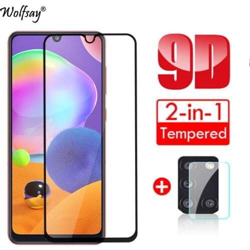 For Samsung Galaxy A31 Glass For Samsung A31 A41 A21 A51 Glass Tempered Full Glue Screen & Camera Protector Film For Samsung A31