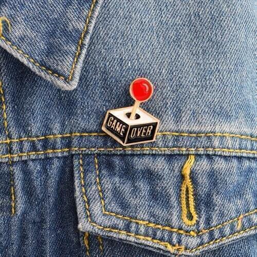 Game Over Enamel Lapel Pins Game Rocker Button Badges Funny Brooches Cute Girl Boy Jewelry Accessories Gift for Bag Jeacket