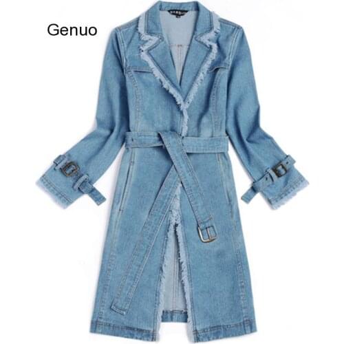 Genuo Women's Denim Trench Coats