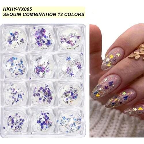 1 set Holographic wafer Symphony of Mermaid Sequins Glitter Flakes Dots Glitter Powder UV Gel Polish Paillette Decor Manicure