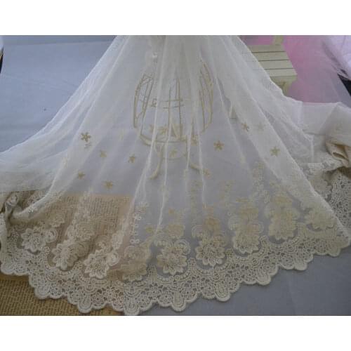 5 Yards Cotton Lace Trim Ecru Cotton Fabric Trim 3D Rose Embroidery Lace Trim Super Wide Lace