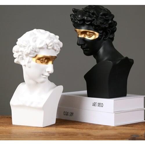 Classic Greek David Head Resin Sculptures and Statues, Home Decor Office Decor, Michelangelo David Bust Figurine