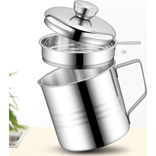 1.2L Stainless Steel Oil Strainer Pot Oil Container Jug Storage Can with Filter Oil Pot Kitchen Utensils Household Cooking Tools
