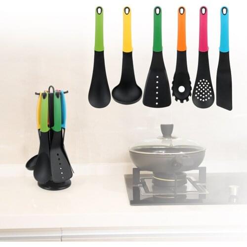 Colorful Cooking Utensils Flat Spatula Soup Colander Non-stick Nylon Kitchenware 6 Pcs/set Kitchen Accessories Cooking Tools