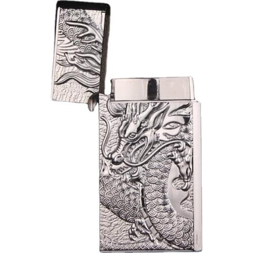 Creative Chinese Dragon Reliefs Metal Lighter Refillable Gas Windproof Cigarette Lighter Gadgets For Men