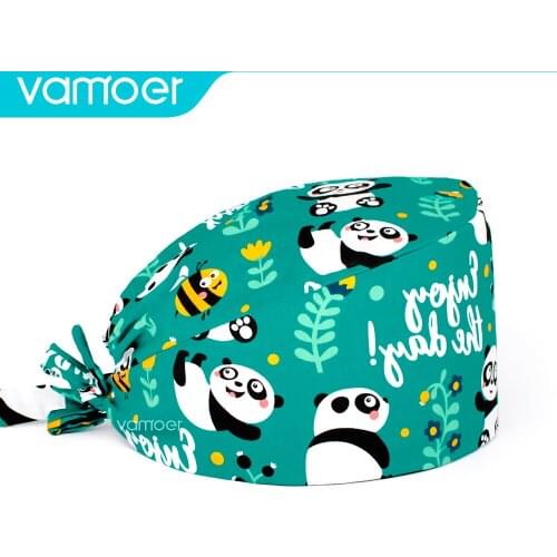 Medical uniforms Scrubs Hat Print Beauty Salon Lab Work Adjustable Unisex Cotton Dental Nurse Pet Working Veterinary Scrub Caps