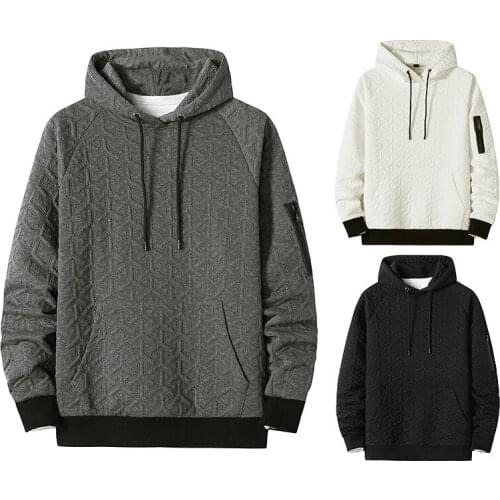 Mens Hooded Sweatshirt Long Sleeve Padded Pullover Hoodies With Drawstring and Pocket Casual Thick Sport Tops