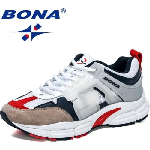 BONA 2021 New Designers Suede Mesh Running Shoes Sneakers Men Sport Jogging Walking Shoes Man Flats Athletic Shoes Mansculino