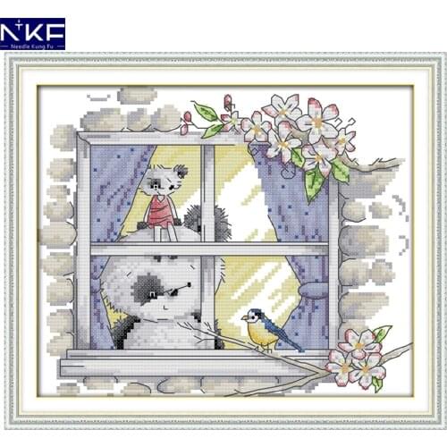 NKF Pandas and Partners Cross Stitching Handmade Craft Needlework Cross-Stitch Embroidery Kit Cross Stitch for Home Decor