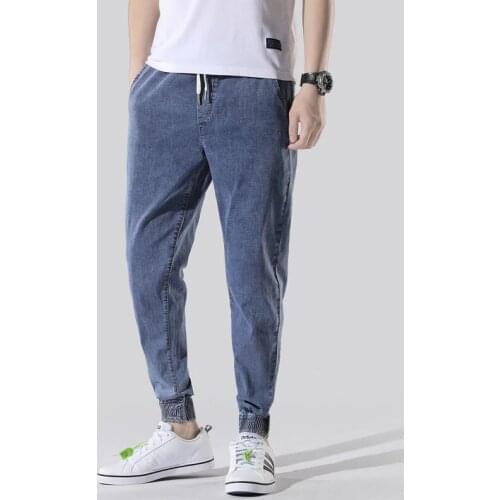 New Mens Fashion Jeans Plus Size 46 Jeans Elastic Waist Trousers Denim Pants Male Jeans Men
