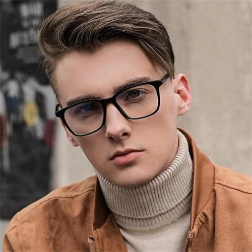 Blue Ray Computer Glasses Men Screen Radiation Eyewear TR90 Ultralight Office Gaming Blue Light Blocking Square Spectacles Frame