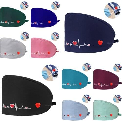 Wholesale Solid Color Surgical Hats Bandage Nursing Scrubs Hat Beautician Working Nurse Cap Lab Medical Women Scrubs Cap uniform