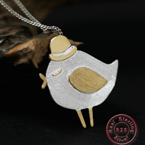 Amxiu Handmade Bird Pendant Necklace 925 Sterling Silver Pendant Jewelry For Girls Students Graduation Birthday Gift Accessories