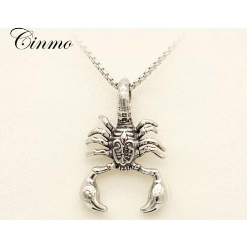 Cinmo Retro Insect Scorpion Pendant Necklace Halloween Horror Stainless Steel Necklaces For Men Women Trendy Jewelry Gift