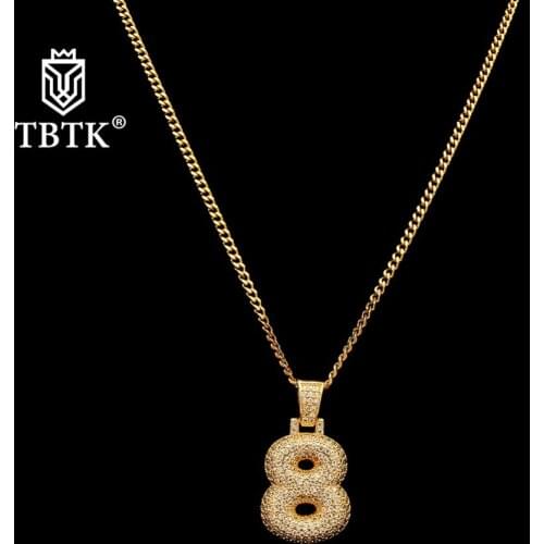 TBTK Custom Numbers 0-9 Bubble Pendant Copper With Bling Zircon Stone Pendant Necklace Gold/Rose Gold Pendant Punk Style