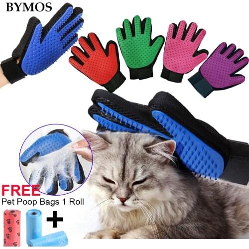 Cat Grooming Supply Pet Grooming Glove Cat Hair Deshedding Brush Gloves Dog Comb for Cats Bath Clean Massage Hair Remover Brush