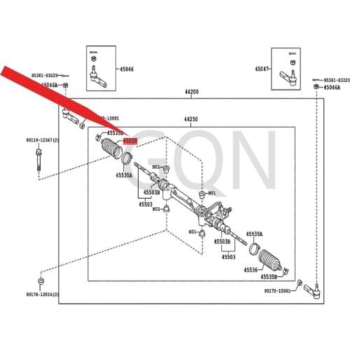 Steering rack dust jacket 2007-Toy ota FJC RUI SER HIL UXS URF GRA NV IA steering gear dust jacket steering gear rod dust jacket