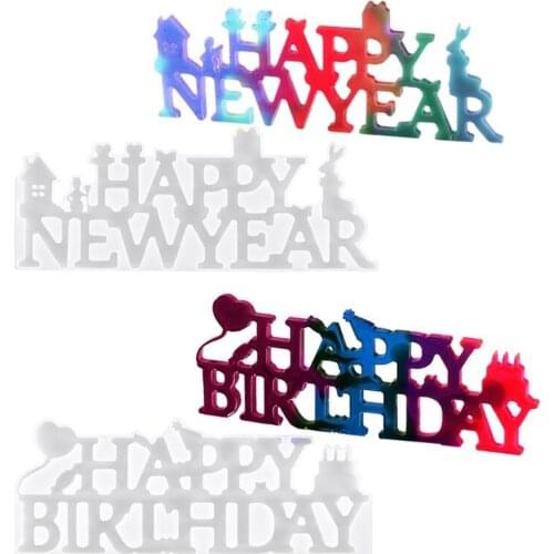 DIY Happy Birthday Happy New Year Resin Casting Mold 2021 Good Wishes New Year Letters Silicone Mold Art Craft Tools