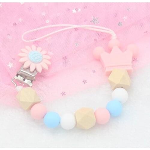 Silicone Teething Pacifier Clips Beads Silicone Pacifier Chain Holder For Nipples Baby Chew Toys
