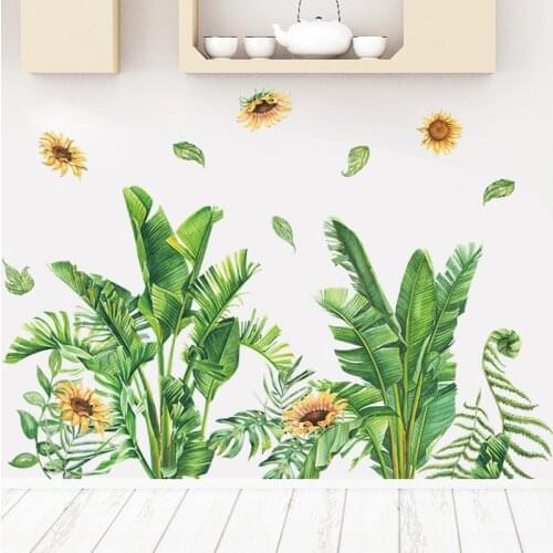 Tropical Plant Turtle Back Leaf Sunflower Self-Adhesive Wall Stickers Bedroom Porch Beautification Decorative Wallpaper