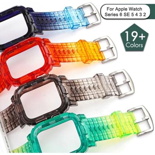 Colorful Soft Transparent Rubber Sports Strap for Apple Watch 38/40/42/44mm Band for IWatch Bracelet Series 5 4 3 2 1 Watchband