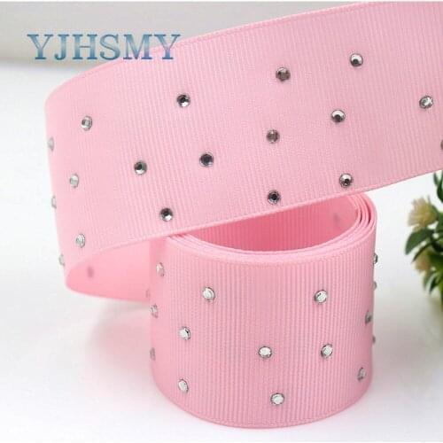 YJHSMY I-181106-170,5yards/lot,38mm Solid color white diamond Ribbons Thermal transfer Printed grosgrain,DIY wrapping materials