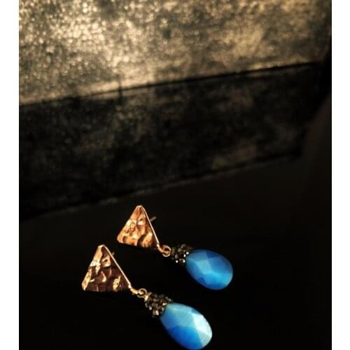 Dr Stone Natural Stone Women 'S Cat 'S Eye Stone Rose Gold Plated Earrings RYL 439799869