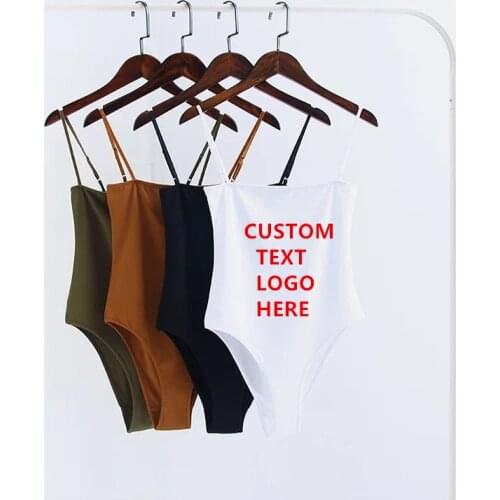Custom Logo Womens One Piece Siamese Camisole Bodysuit with Removable Straps Womens Fitted Jersey BodySuit Bandeau Tube Top