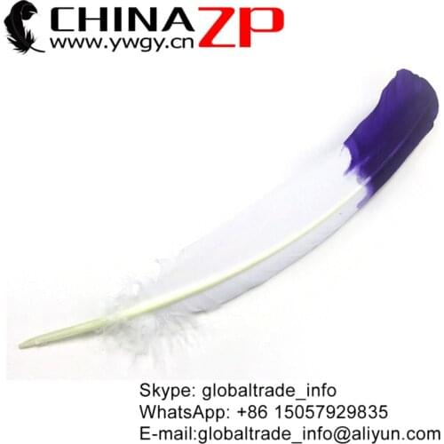 Gold Manufacturer CHINAZP Factory 50pcs/lot Selected Good Quality Dyed Purple Half Dipped Turkey Rounds Wing Quill Feathers