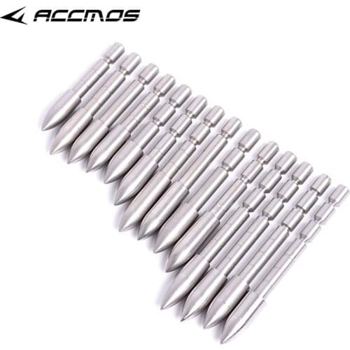 24pcs 70 80 90 100 110 120 Grain Stainless Steel Bullet Point Tip For ID 4.2 mm Arrow Shaft Accessories Archery Bow Hunting