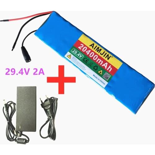 24V 20.4Ah 7S2P 18650 Li-ion Rechargeable Battery Pack 29.4v 20400mAH for Electric Bicycle Moped Balancing Scooter+ 2A Charger