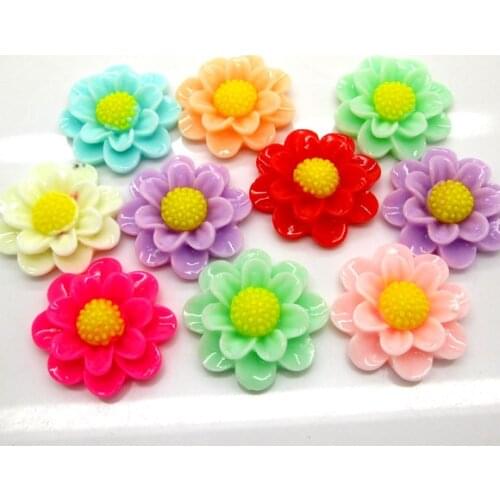 30Pcs Mixed Resin Flower Beads Decoration Crafts Flatback Cabochon Scrapbooking Fit Phone Embellishments Diy Accessories