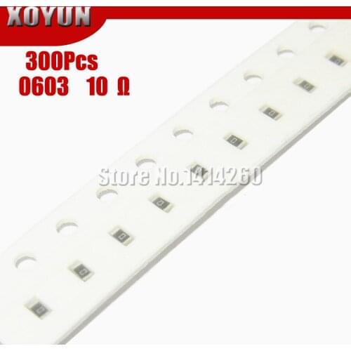 300PCS 0603 Chip Fixed Resistor SMD Resistor 1% 10 ohm 10R
