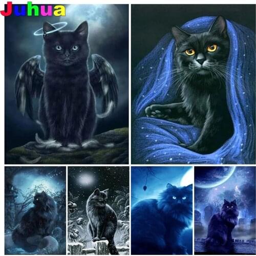 Black cat 5d diy diamond painting full square round mosaic animal diamond embroidery gift diamond stitch home decor Craft Kit