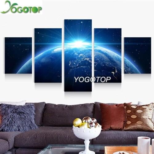 Diy Diamond Painting cross-stitch 5D Full Mosaic Diamant Embroidery Wall Art 5 Pieces Universe Planet Space Landscape ML1142
