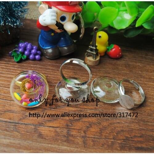Free ship! 20mm Glass Bubble& Ring DIY Jewelry Findings (Silver Plated/Gold /Antique Bronze Ring can choose)